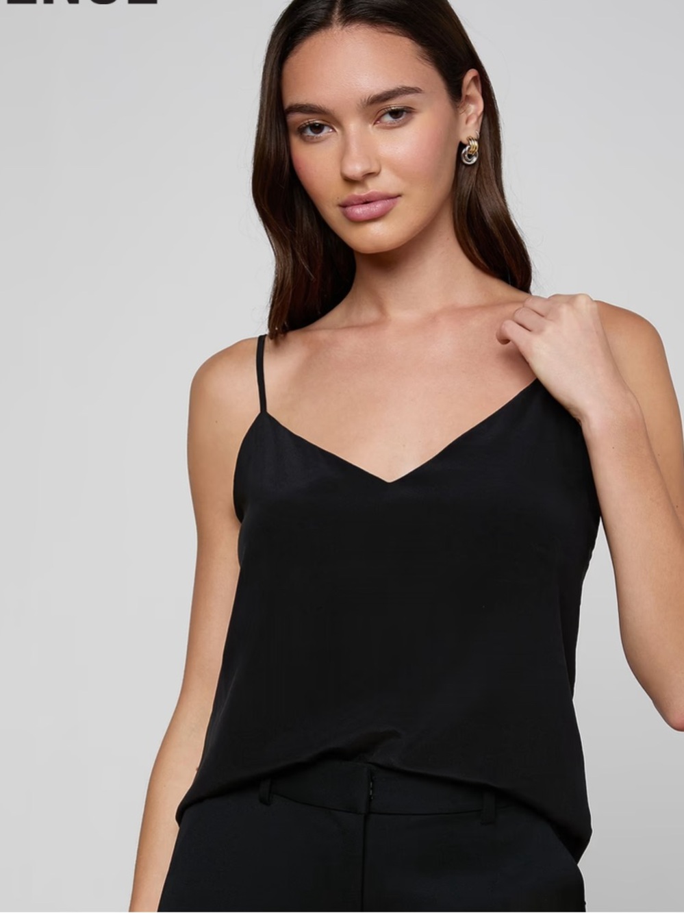 L'AGENCE Black Silk V-Neck Cami